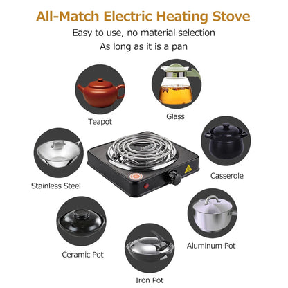 Electric Furnace Household Mini Single Disc Burner Portable Hot Plate Mosquito Incense Furnace 1000W 200-1000℃ Kitchen Stove
