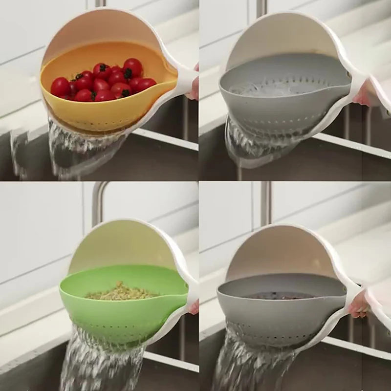Purilite Select Double-Layer Rotatable Drain Basket with Handle – Fruit & Vegetable Washing Basket Kitchen Organizer - PuriLite