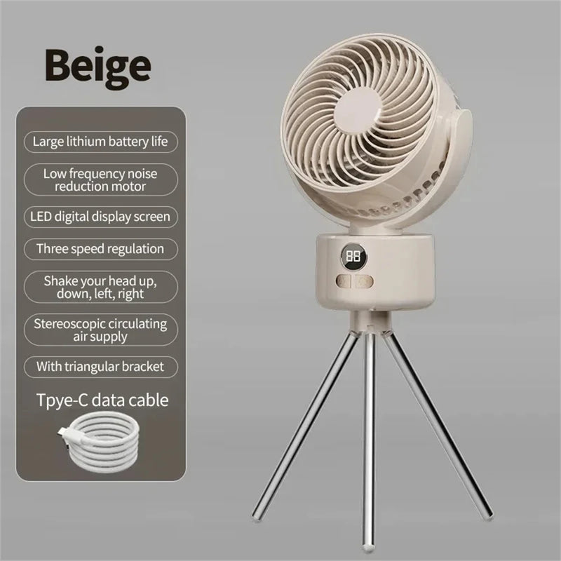 Purilite Select – 3600mAh Rechargeable Camping Fan with Tripod &amp; Auto Head-Shaking