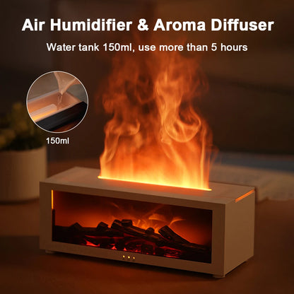 Purilite Select Flame Aroma Humidifier | Essential Oil Diffuser with RGB LED Light, Remote Control & Timer