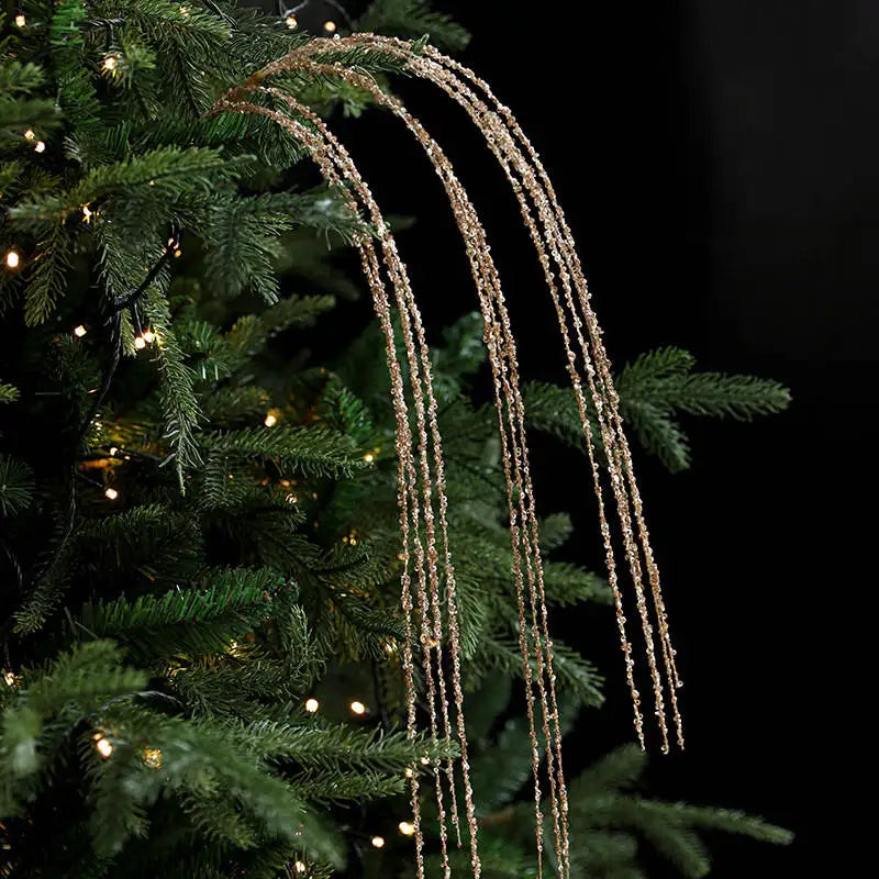 Purilite Select Sequin Glitter Christmas Party Branch Sticks – Elegant White Tassel Wheat Ears for Holiday Décor & Xmas Tree Ornaments