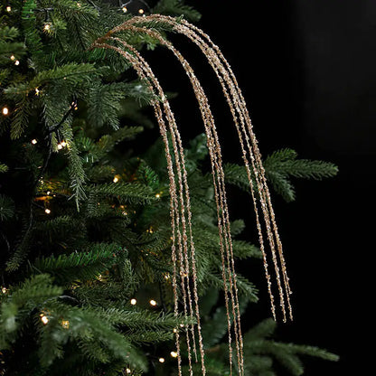 Purilite Select Sequin Glitter Christmas Party Branch Sticks – Elegant White Tassel Wheat Ears for Holiday Décor & Xmas Tree Ornaments