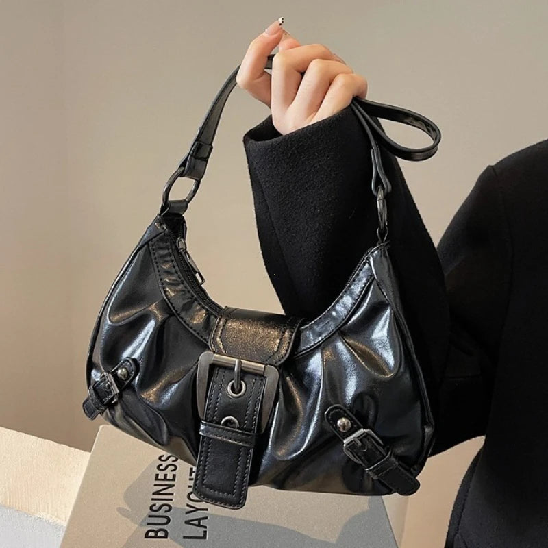Purilite Select Y2K Retro Pleated Hobo Shoulder Bag