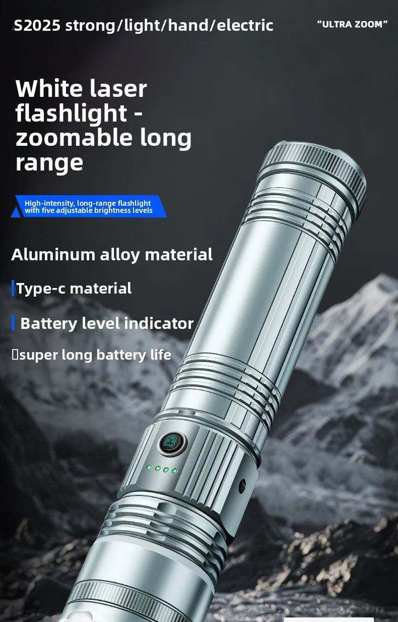 Purilite Select Long-Life Outdoor Super Bright Telescopic Flashlight White Laser Multi-Function