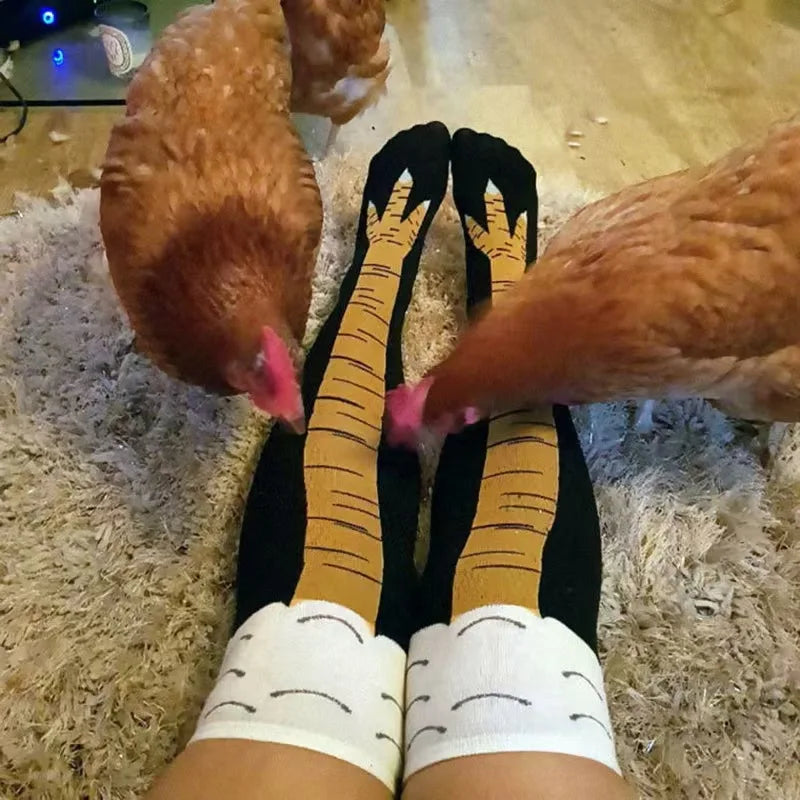 Purilite Select Funny Cartoon Chicken Leg Thigh High Socks | Stretchy Novelty Cosplay Socks for Women EU 38-43