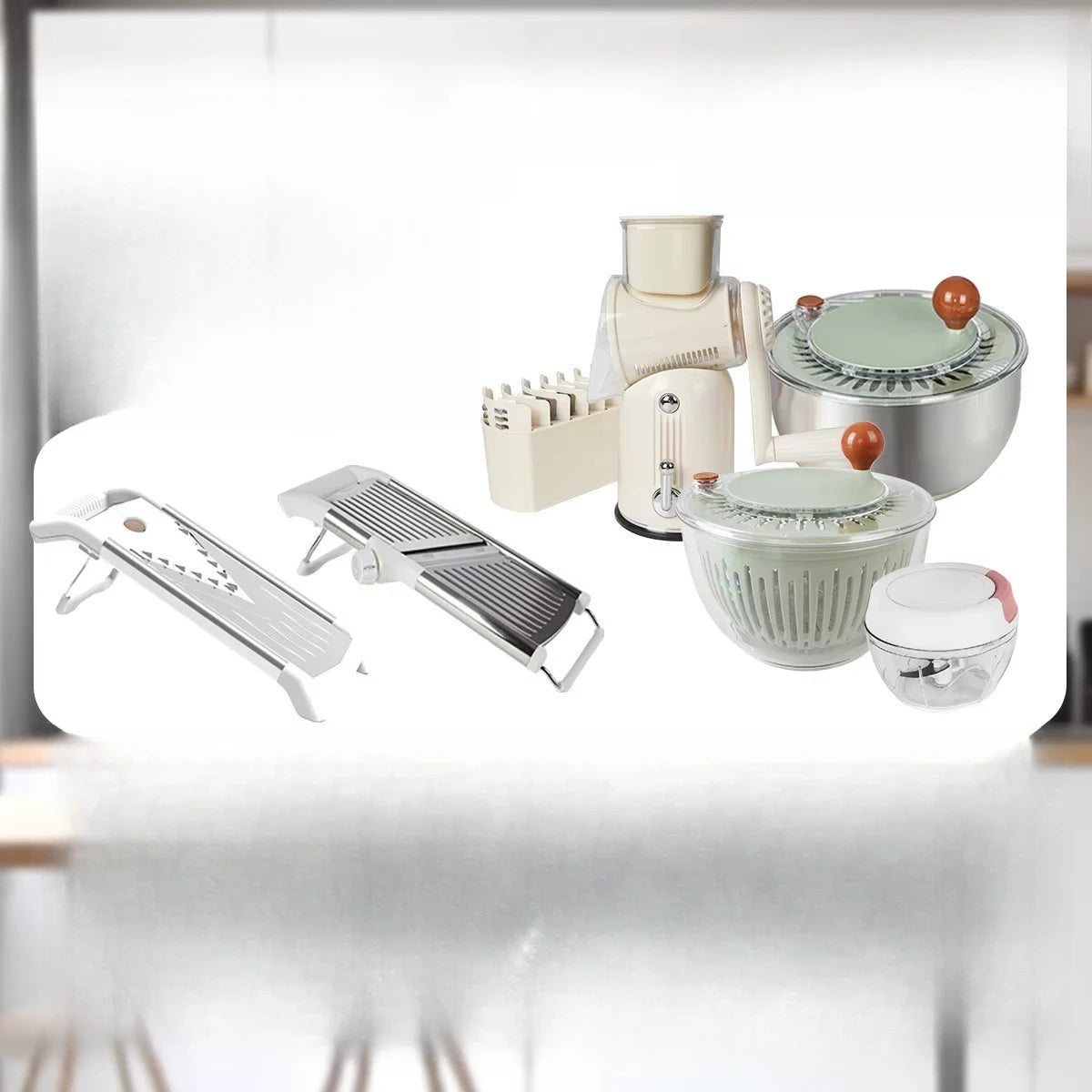 Purilite Select 5-Blade Manual Rotary Vegetable and Fruit Grater Cheese Nut Cutter Multifunctional Kitchen Tool - PuriLite