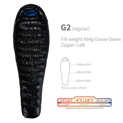 Purilite Select Lightweight Goose Down Sleeping Bag | 800FP Backpacking Winter Camping Mummy Sleeping Bag
