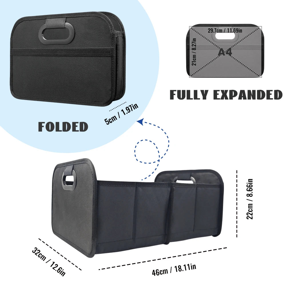 Purilite Select Foldable Car Trunk Organizer Storage Box for SUV, Portable Camping Storage Bin, Multi-Purpose Space Saving Cargo Organizer