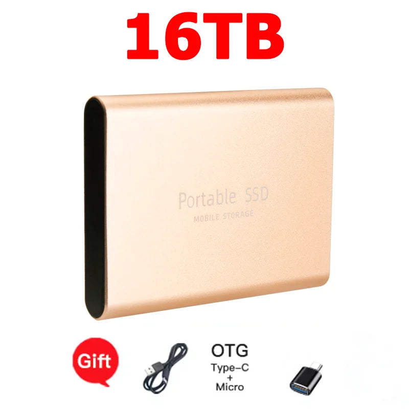 Purilite Select 16TB Portable SSD USB-C External Solid State Drive | High-Speed USB 3.1 Storage Drive for Laptop, Desktop, Mac & Android File Backup