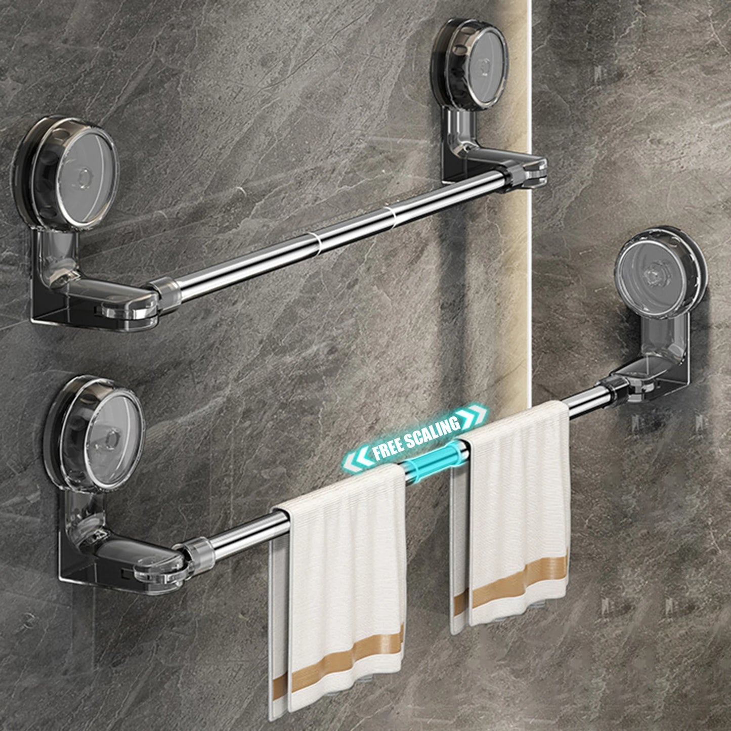 Purilite Select Retractable Suction Cup Towel Rack – Wall Mounted No-Drill Stainless Steel Towel Bar with Strong Hold for Bathroom & Kitchen Storage - PuriLite