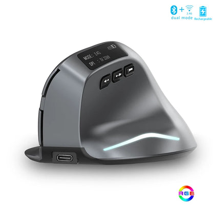 🖱️ Purilite Select Bluetooth Vertical Wireless Mouse with OLED Screen & RGB Lighting