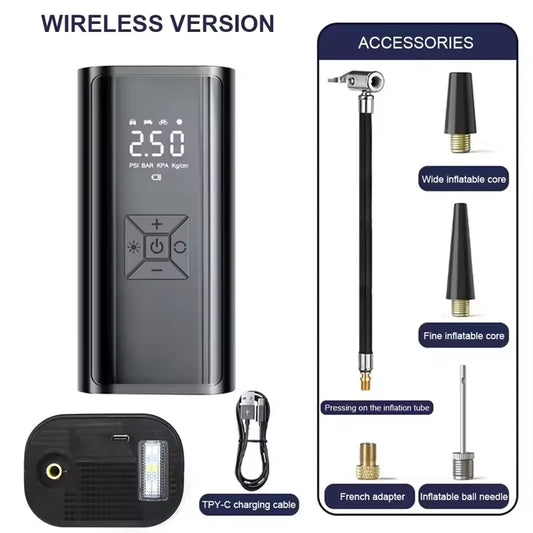 Purilite Select YIJU Wireless Air Pump – 150PSI Portable Electric Tire Inflator