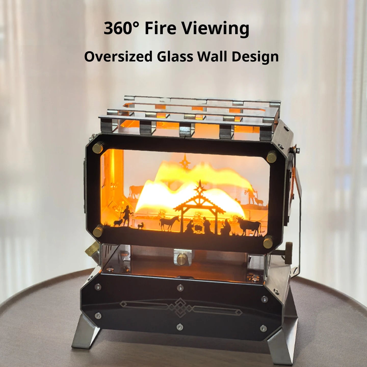 Purilite Select Portable Camping Lamp Stove – Stainless Steel Retro Lantern Style Wind-Resistant Outdoor Cooking Stove - PuriLite