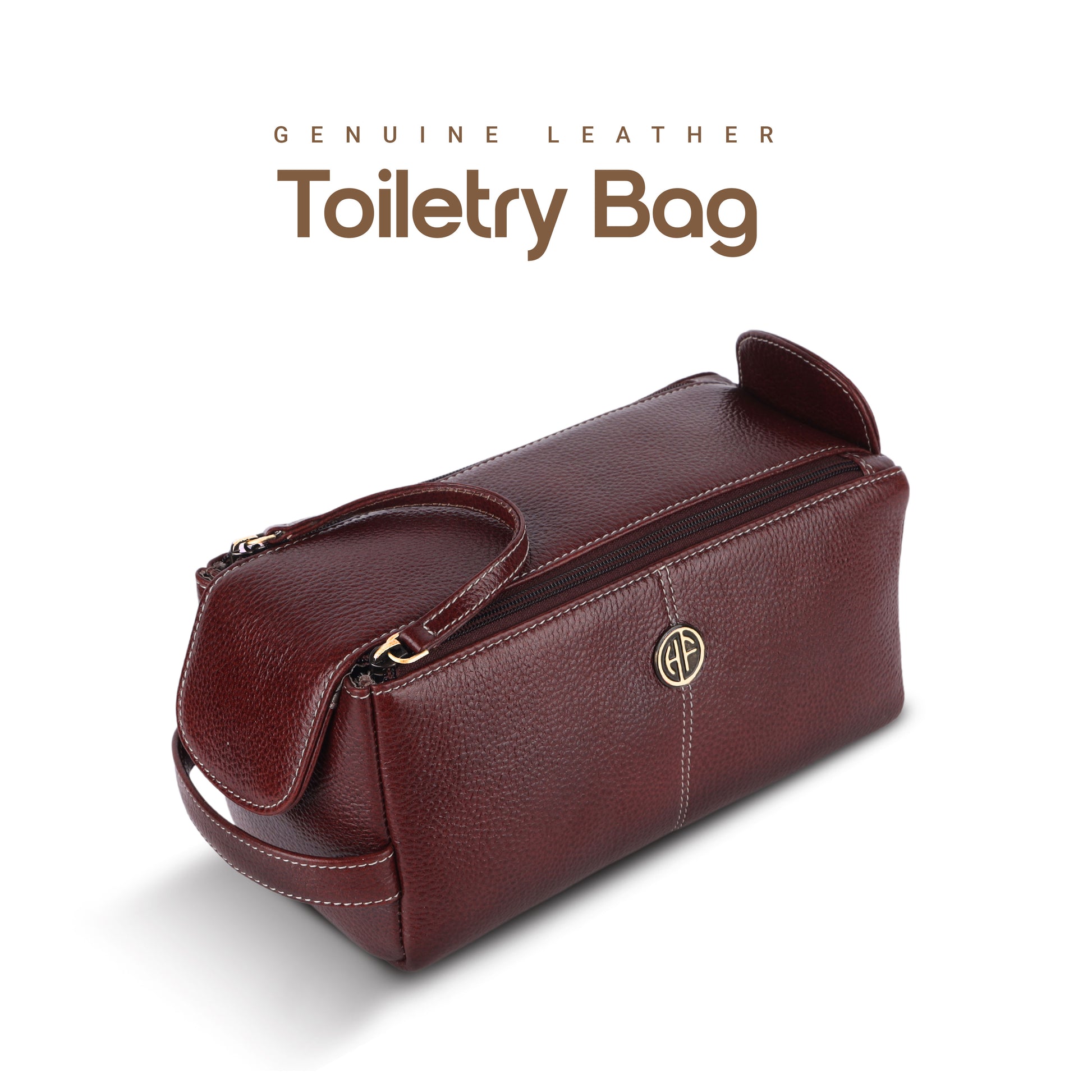 HAMMONDS FLYCATCHER Premium Men's Toiletry Bag – 100% Pure Cow Leather Travel Kit & Shaving Organizer - PuriLite