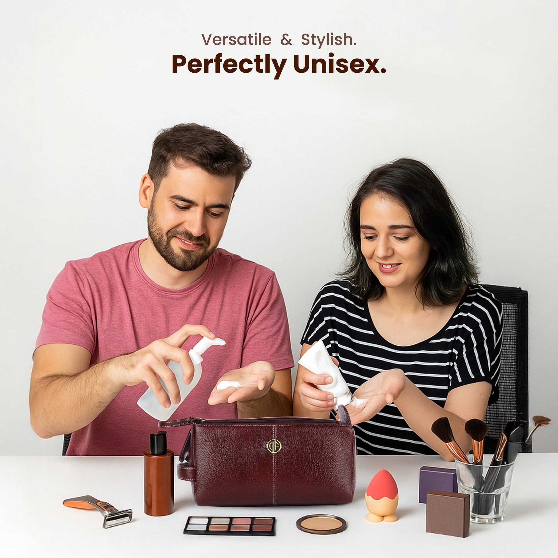 HAMMONDS FLYCATCHER Premium Men's Toiletry Bag – 100% Pure Cow Leather Travel Kit & Shaving Organizer - PuriLite