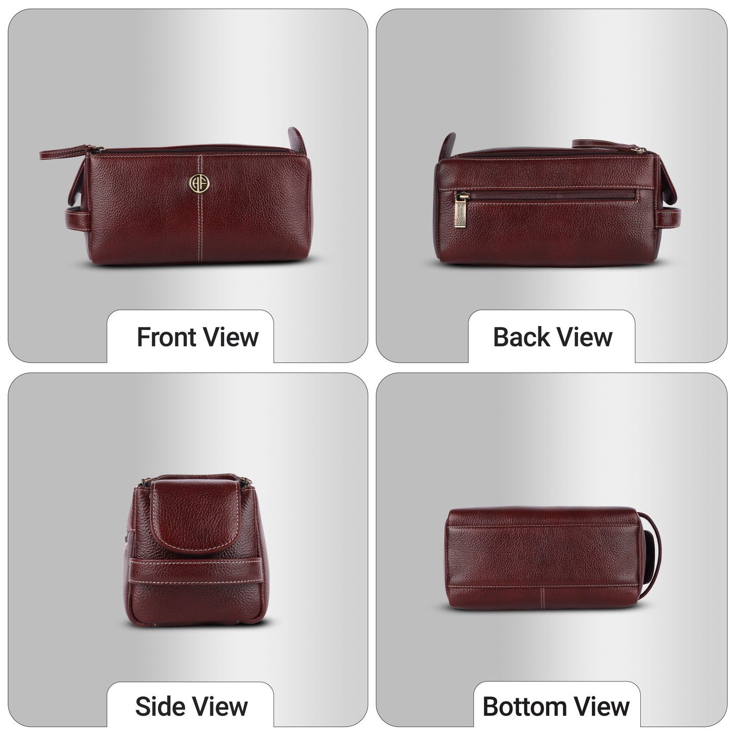 HAMMONDS FLYCATCHER Premium Men's Toiletry Bag – 100% Pure Cow Leather Travel Kit & Shaving Organizer - PuriLite