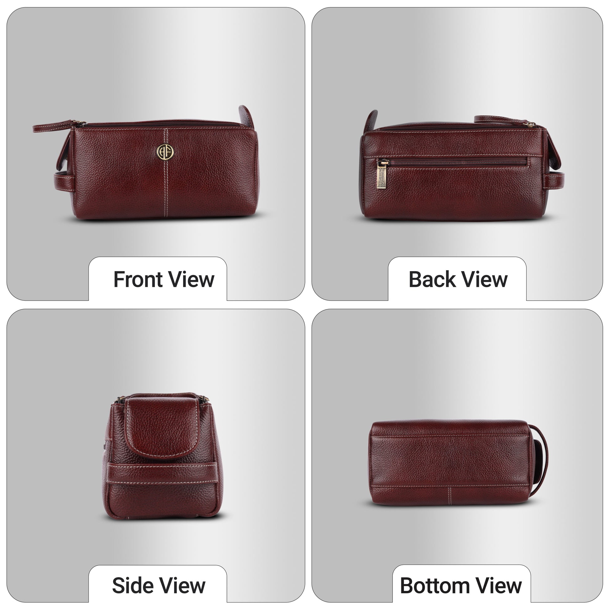 HAMMONDS FLYCATCHER Premium Men's Toiletry Bag – 100% Pure Cow Leather Travel Kit & Shaving Organizer - PuriLite