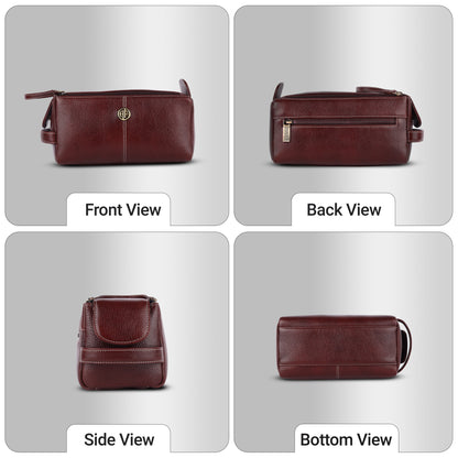 HAMMONDS FLYCATCHER Premium Men's Toiletry Bag – 100% Pure Cow Leather Travel Kit & Shaving Organizer - PuriLite