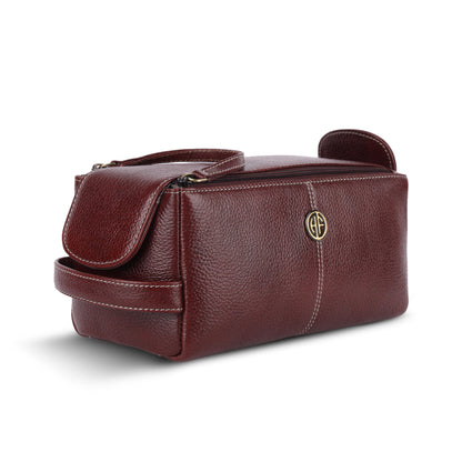 HAMMONDS FLYCATCHER Premium Men's Toiletry Bag – 100% Pure Cow Leather Travel Kit & Shaving Organizer - PuriLite