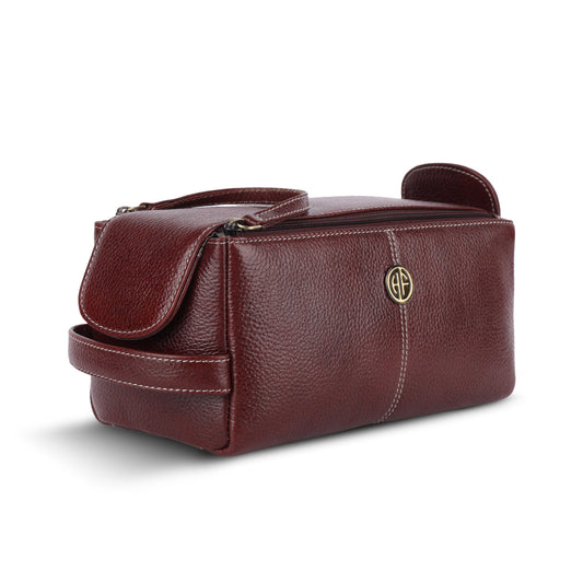 HAMMONDS FLYCATCHER Premium Men's Toiletry Bag – 100% Pure Cow Leather Travel Kit & Shaving Organizer - PuriLite