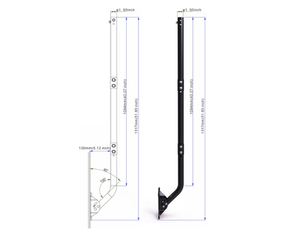 CEKAY Universal Mounting Pole (Diameter 1 1/2", Length 51") - J Pole Mount for Antenna & Starlink Dish & Weather Station - Adjustable Pivot/Lock Bracket for Wall, Eave or Roof Mounting - PuriLite