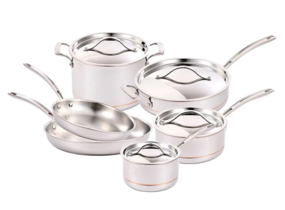 Kirkland Signature 5-ply Clad Stainless Cookware Set, 10-pieces - PuriLite