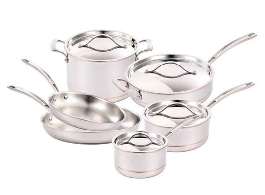 Kirkland Signature 5-ply Clad Stainless Cookware Set, 10-pieces - PuriLite