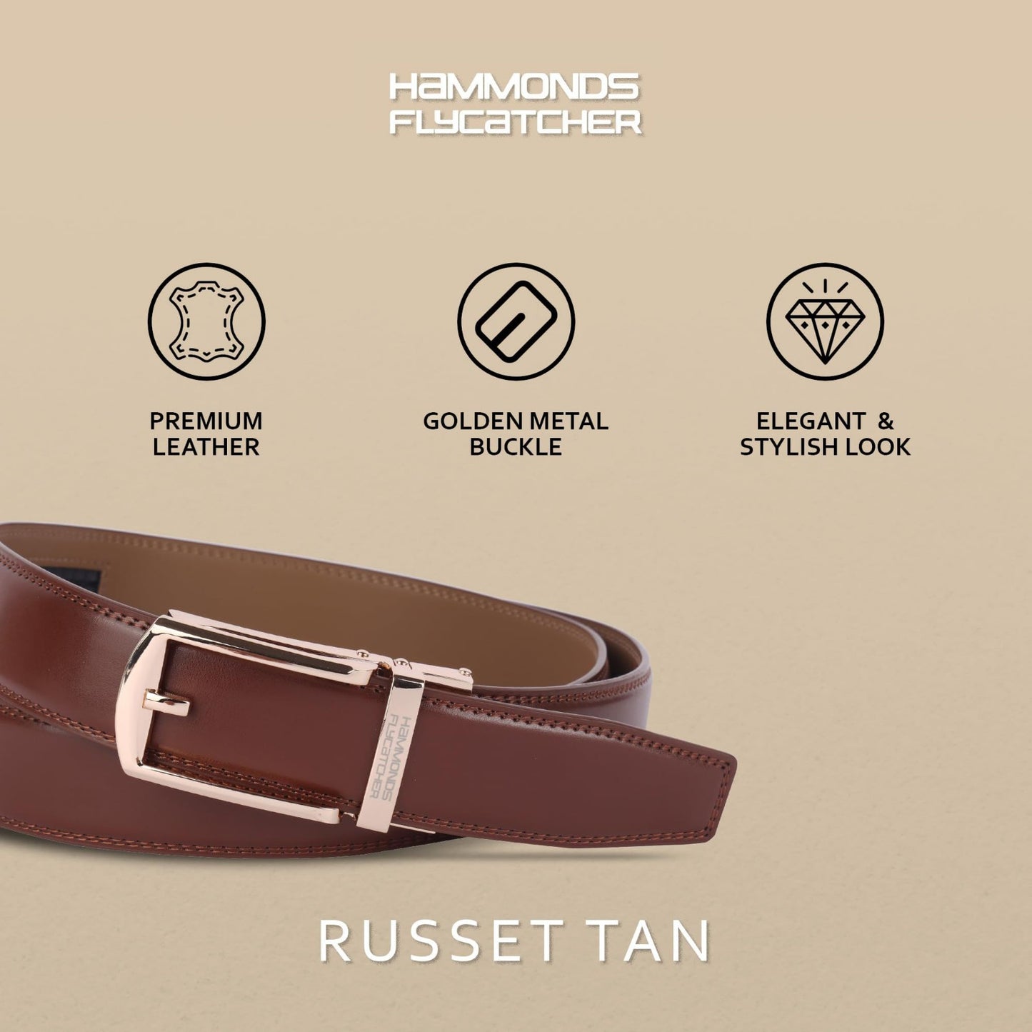 Hammonds Fly Catcher Pure Cow Leather Men’s Belt – Adjustable Formal & Casual Wear (Model BL8012, Brown) - PuriLite