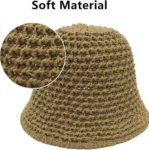 YOFARCHOY Sun Hats for Women, Packable Straw Bucket Hat, Woven Crochet Hat Style Beach Hat, Knitted Bucket Hat Straw Hat