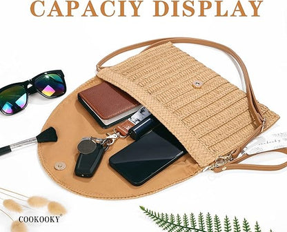 Straw Clutch Handbag Summer Beach Straw Purse for Women woven Envelope Bag