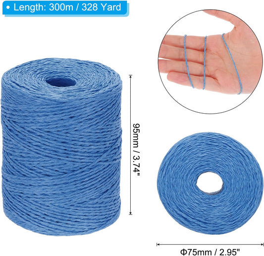 PATIKIL Natural Cotton Raffia Yarn 328 Yard, Crochet Raffia Paper Ribbon for DIY Sun Hat Beach Bag Crochet Yarn Wrapping Knitting, Blue