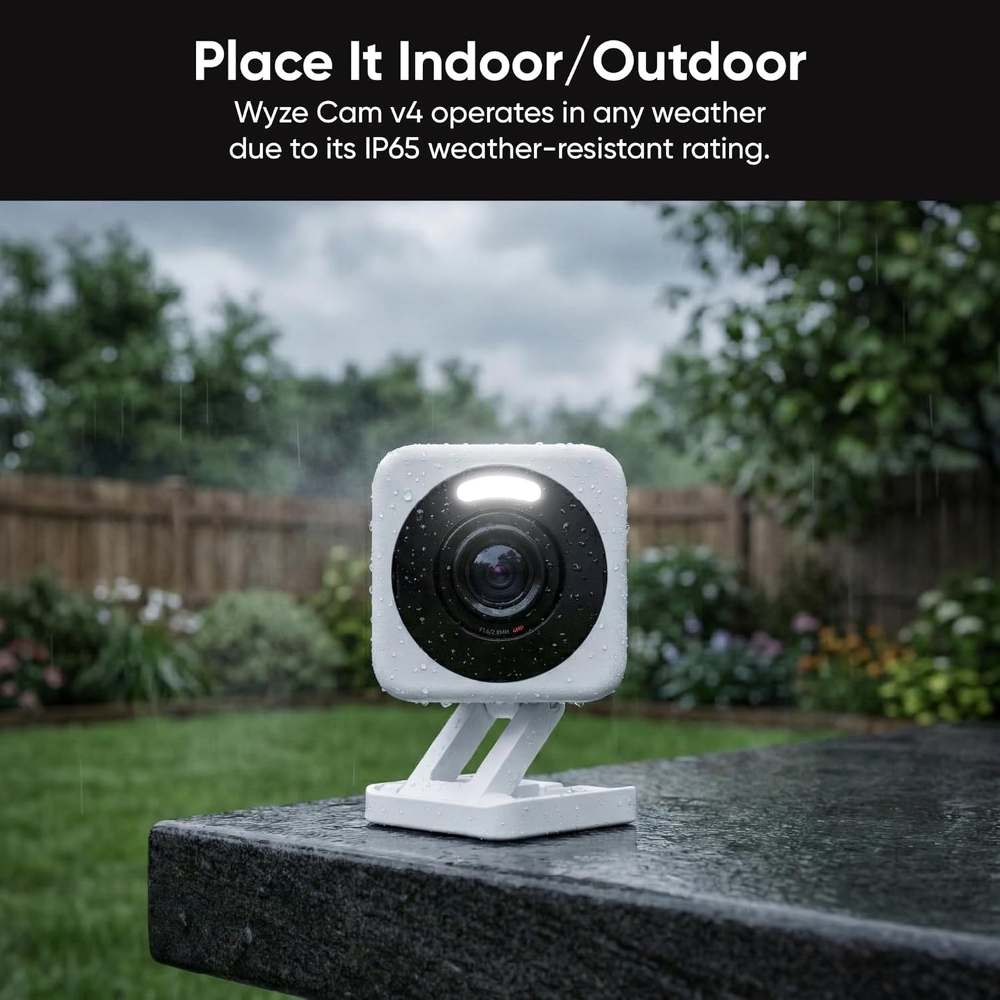 Cam v4 (Latest Model) | 2.5K QHD Security Camera | Indoor & Outdoor | Color Night Vision | AI Motion Detection | IP65 Weatherproof | White