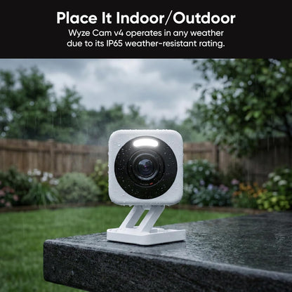 Cam v4 (Latest Model) | 2.5K QHD Security Camera | Indoor & Outdoor | Color Night Vision | AI Motion Detection | IP65 Weatherproof | White
