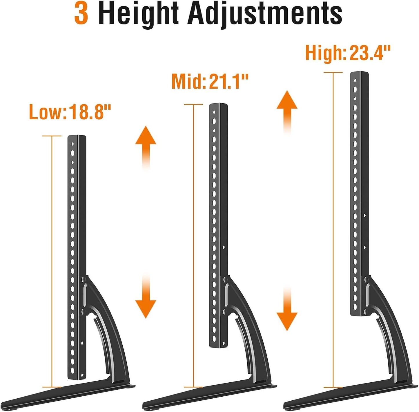Universal Table Top TV Stand for 27-55 Inch TVs | Height Adjustable TV Base | VESA Up to 800x400mm | Holds Up to 88 lbs | Black | YD1014
