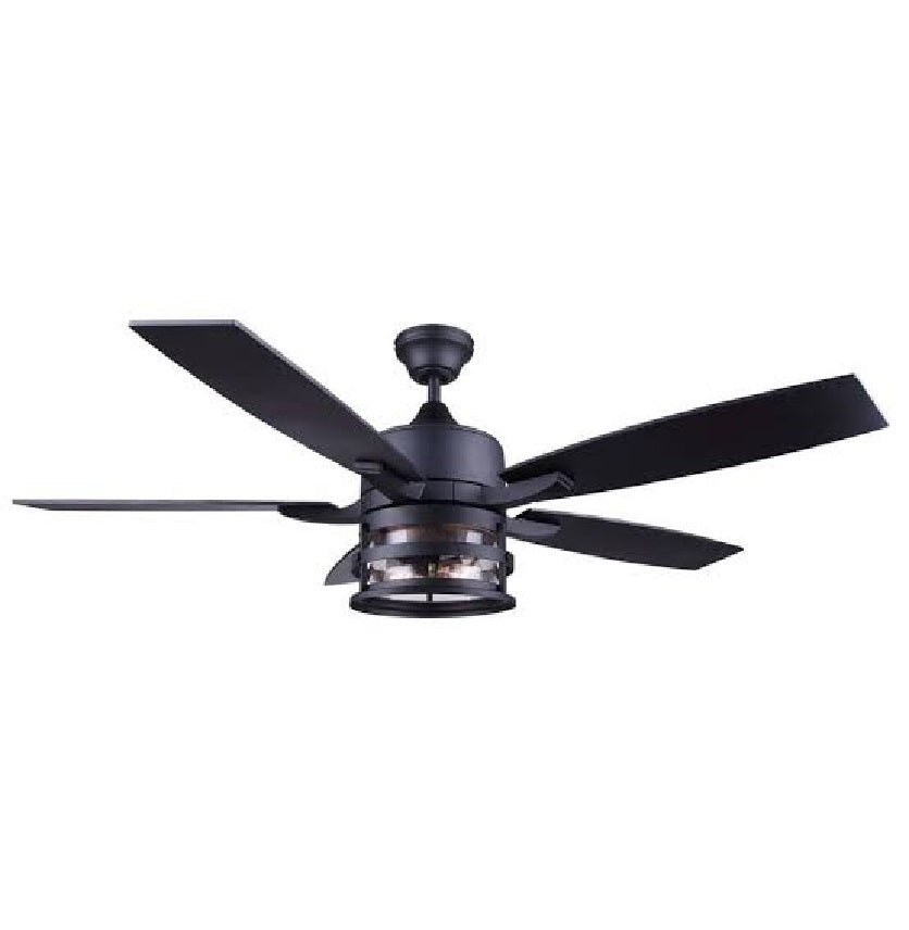 CANARM 52-Inch Matte Black Ceiling Fan with Light Kit | Reversible Blades & Remote Control