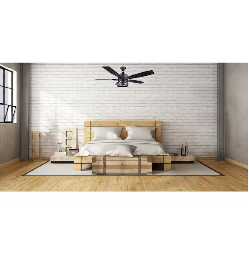 CANARM 52-Inch Matte Black Ceiling Fan with Light Kit | Reversible Blades & Remote Control