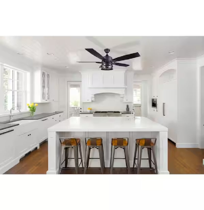 CANARM 52-Inch Matte Black Ceiling Fan with Light Kit | Reversible Blades & Remote Control