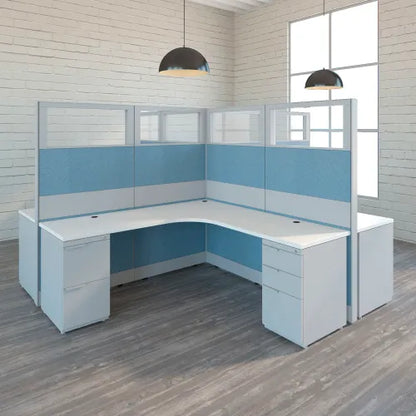 Interion® Modular Partition Stacking Panel with Glass, 24"W x 16"H - PuriLite