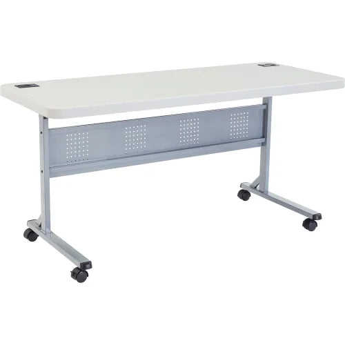 Interion® 72" x 24" Blow Molded Foldable Training Table - White