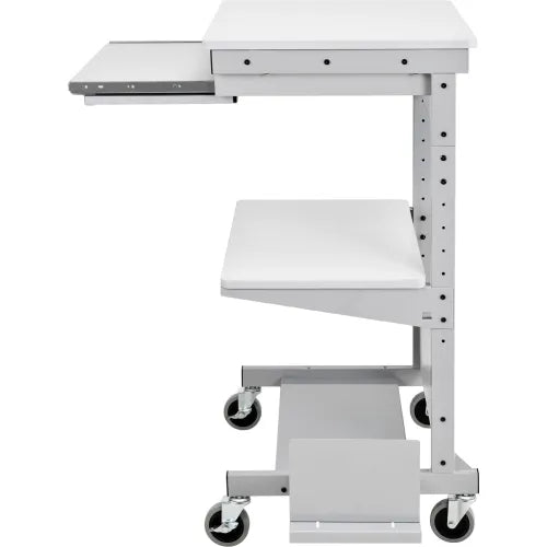 Global Industrial™ Mobile Computer Workstation with Printer Shelf and CPU Holder, Gray - PuriLite