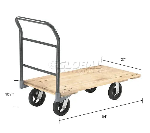 Global Industrial™ Hardwood Deck Platform Truck 54 x 27 2400 Lb. Capacity 8" Rubber Casters