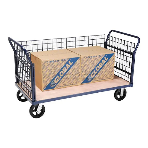 Global Industrial™ Euro Truck With 3 Wire Sides & Wood Deck 60 x 30 2400 Lb. Capacity