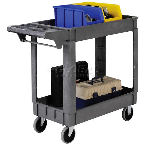 Global Industrial™ Utility Cart w/2 Shelves & 5" Casters, 500 lb. Capacity, 40"L x 17"W x 33"H - PuriLite