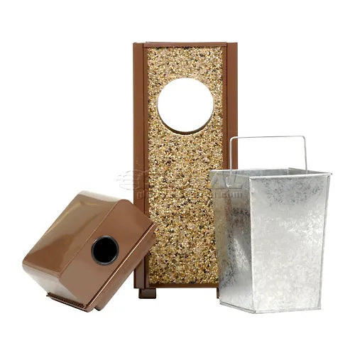 Global Industrial™ Stone Panel Trash Weather Urn, Brown, 2-1/2 Gallon, 10-1/4" Square x 28"H - PuriLite