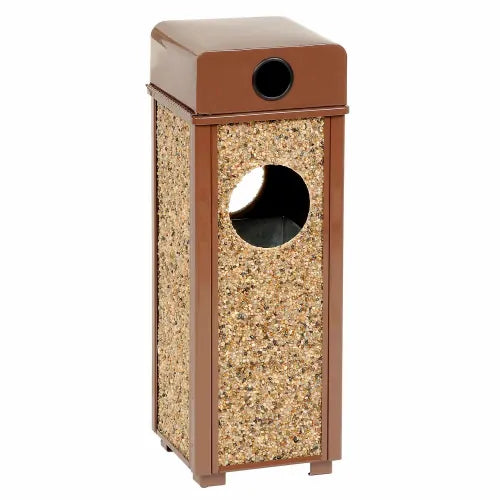 Global Industrial™ Stone Panel Trash Weather Urn, Brown, 2-1/2 Gallon, 10-1/4" Square x 28"H