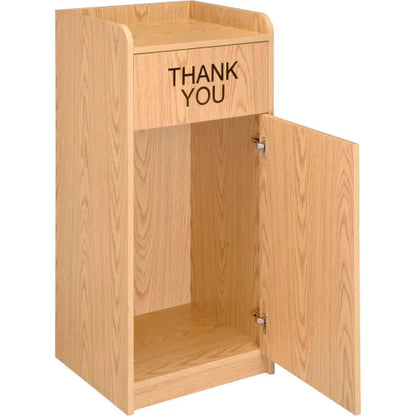 Global Industrial™ Wooden Waste Receptacle with Tray Top, 36 Gallon, Oak