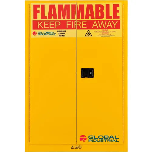 Global Industrial™ Flammable Cabinet, Manual Close Double Door, 45 Gallon, 43"Wx18"Dx65"H