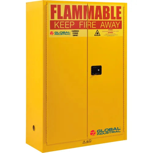 Global Industrial™ Flammable Cabinet, Manual Close Double Door, 45 Gallon, 43"Wx18"Dx65"H