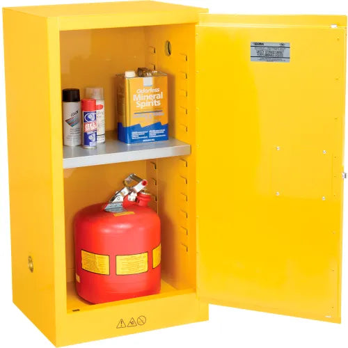 Global Industrial™ Flammable Cabinet, Manual Close Single Door, 16 Gallon, 23"Wx18"Dx44"H