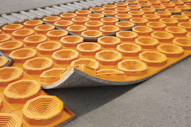 Schluter Systems Self-Adhesive Peel and Stick Ditra Heat Duo Membrane 108 Sq Ft (10 Sq M) Roll DHDPS810M Features Mortar-Free Waterproofing Underlayment, Floor Warming, Uncoupling Mat